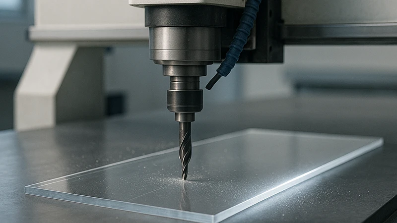 کارگاه صنعتی مدرن با دستگاه CNC در حال برش ورق پلکسی شفاف