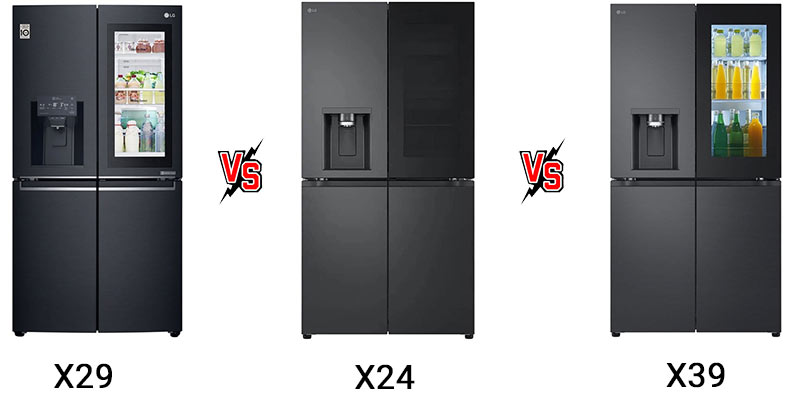 مقایسه یخچال ساید بای ساید ال جی X24 و X29 و X39